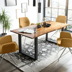 SalesFever »Lando-Amira« Esszimmergruppe Akazie gelb Esstisch 180x90 cm