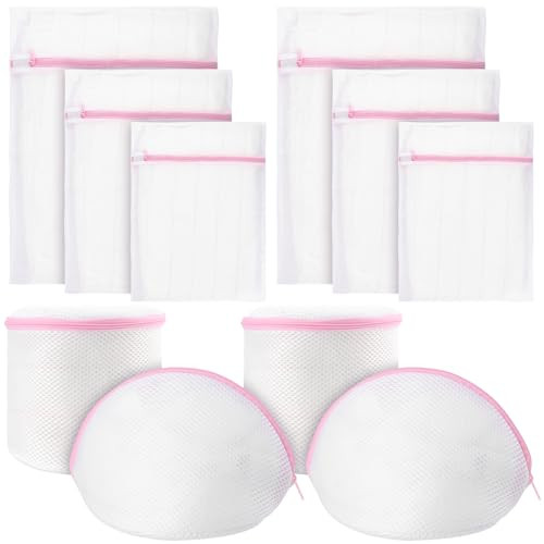 FUNSUEI Set van 10 Mesh Waszakken inclusief 4 Beha-waszakken, Wit