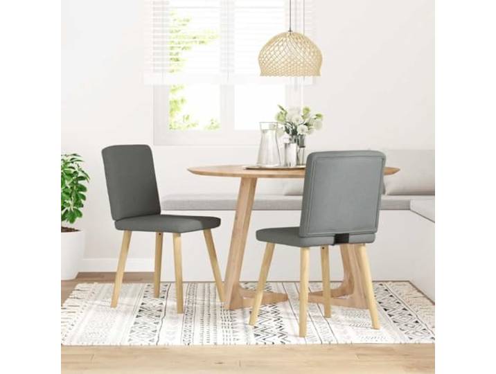 HGPOTUY Esszimmerstühle 2 STK. Dunkelgrau Stoff Polyesterbezug, Metall-Holz-Gestell, Schaumstoffpolsterung, für Esszimmer und Wohnzimmer