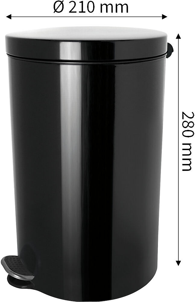 Silberionen-Tretabfallsammler, mit Kunststoff Inneneimer, Volumen 5 l, schwarz helit