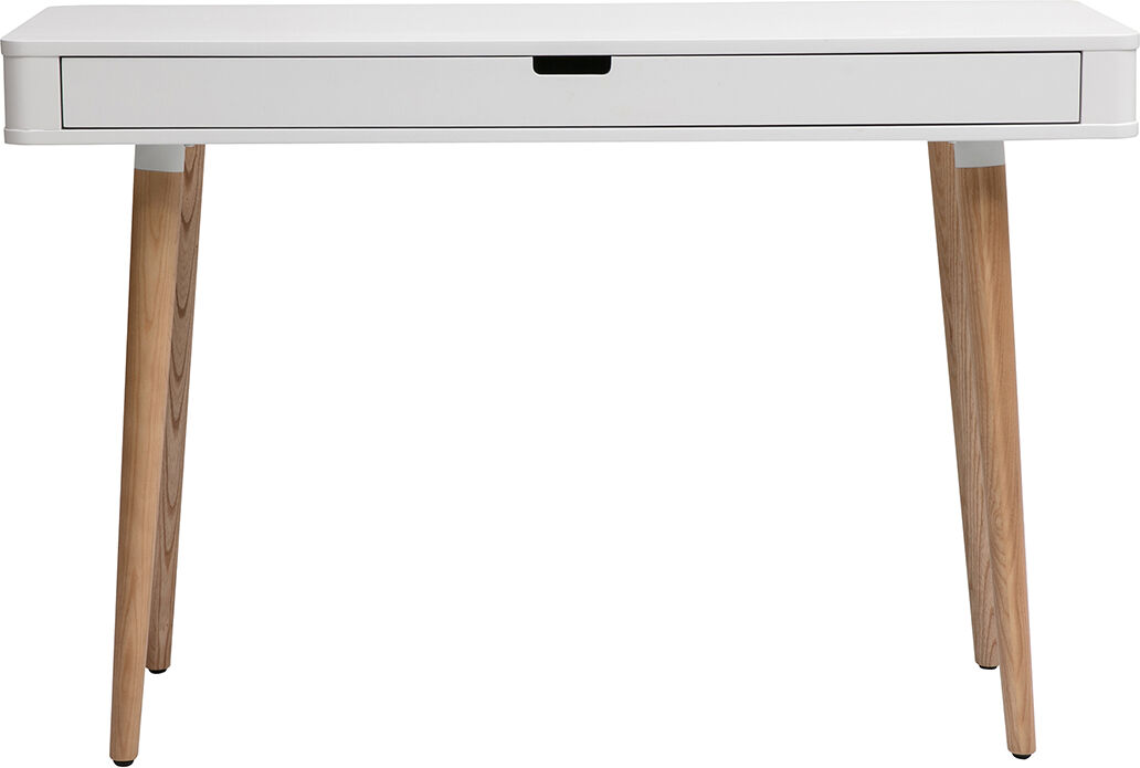 Miliboo Schreibtisch skandinavisches Design Weiß und Holz L115 cm TOTEM