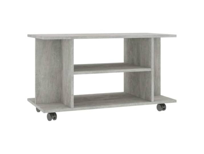 Roanoer TV-Schrank mit Rollen Betongrau 80x40x45 cm Holzwerkstoff Flexibler Phonoschrank in Beton-Optik für Wohnzimmer und Schlafzimmer, 4 offene Fächer schaffen strukturierten Platz.