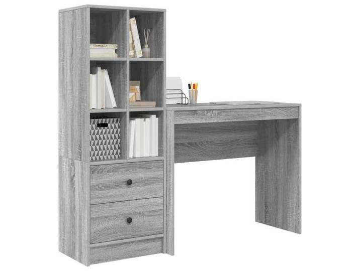 Bureau contemporain - avec tiroir avec étagère avec stockage (2 pcs) - Meuble de Bureau contemporain- Gris Sonoma LV36