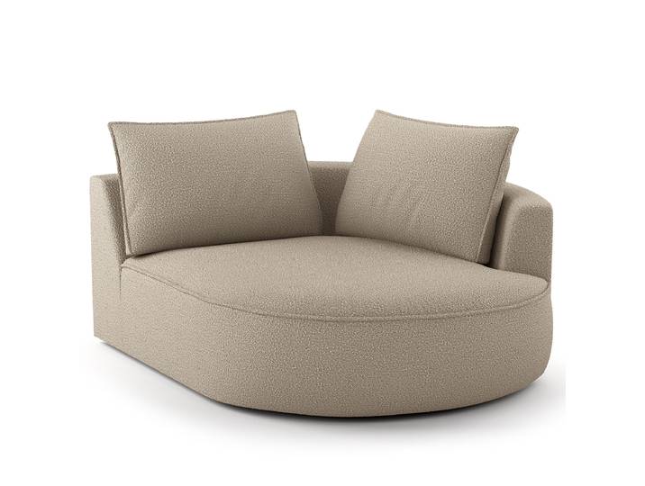 Modulottomane Braun/Beige/Beige Bouclé Stoff Ronka 126 x 154cm Ausrichtung rechts Glamour