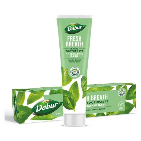 Dabur Bio-Basilikum-Zahnpasta für frischen Atem 100ml - Natürliche Zahnpflege mit Bio-Basilikum-Extrakt (100 ml) (47582203)