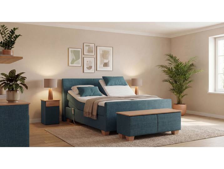 Meisterbetten Boxspringbett Syma (mit Motor, Fußteil, 7-Zonen Taschenfederkernmatratzen, Ergoflex), Inklusive kostenloser Lieferung und Aufbau