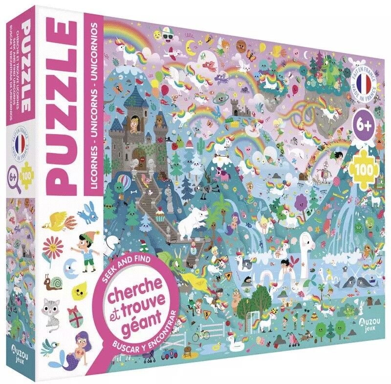 Puzzle 100 pcs Cherche et Trouve : Licornes - Auzou