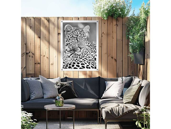 Outdoor-Poster Leopard PVC Schwarz/Schwarz 60 x 80 x 0cm