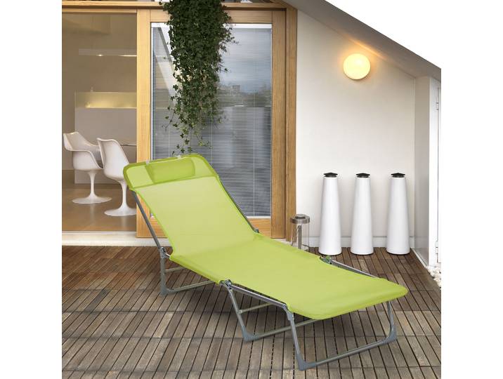Outsunny Bain Soleil Transat Inclinable Vert Pliable