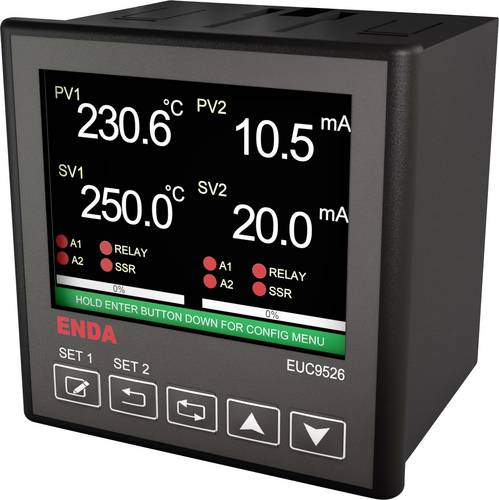 Enda EUC9526-230 PID Universalregler B, E, J, K, L, N, R, S, T, U, Pt100, NTC Relais 2 A, SSR (B x H) 96mm x 96mm