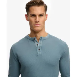 Superdry für Herren. M6010956A Texturiertes Großvater-T-Shirt blau (M), Lässig, Baumwolle, Langarm