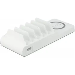Delock Ladestation 41450 mit Wireless Charger (100 W, 5 Ports), USB Ladegerät, Weiss