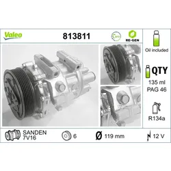 Kompressor Klimaanlage VALEO 813811 für Fiat Citroën Peugeot Lancia Scudo C8