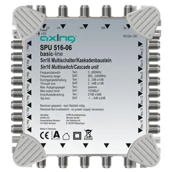 Axing SPU516-06 Multischalter-Kaskadenbaustein, 5 Ein-/Ausgänge, 16 Teilnehmer, 5-2400 MHz, 27dB SPU51606