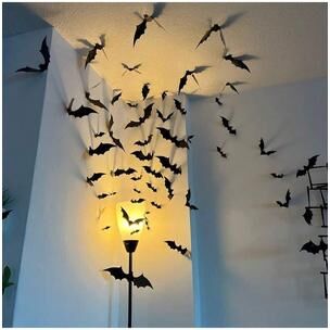 Inspire Daily Merch Waterproof 3D Black Bats Wall Decor Halloween Wall Art For Home Or Party black
