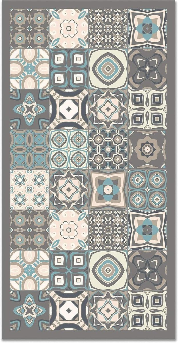 Blauw geometrisch vinyl tapijt voor keuken, woonkamer of badkamer