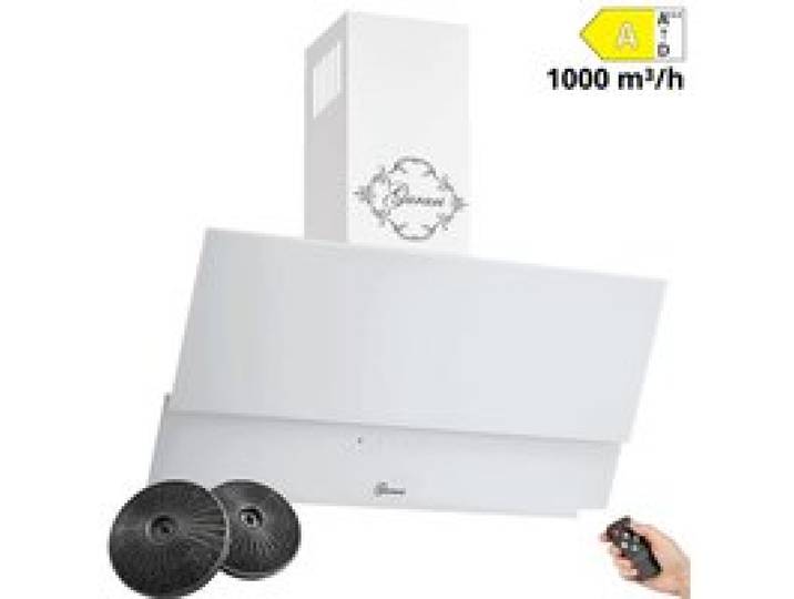 Hotte aspirante 60 cm GURARI GCH 268 WH 6+filtre à charbon Blanc verre Нotte murale inclinée 1000m³/h Touch Control+Télécommande