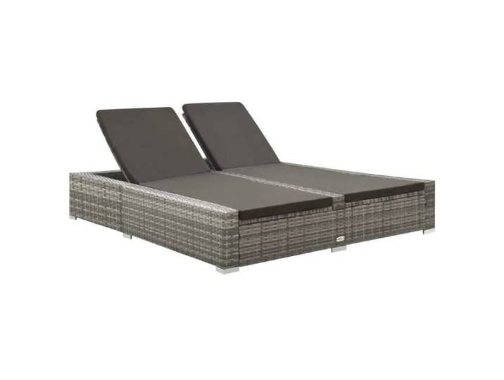 Chaise longue double-Bain de Soleil Résine tressée Gris