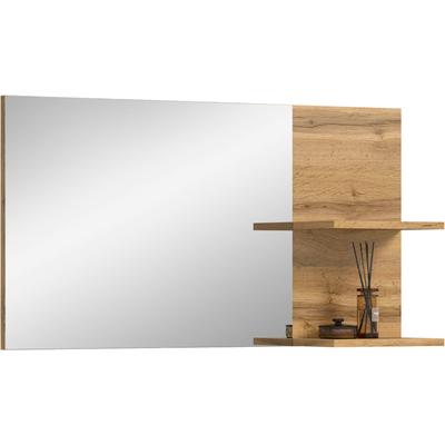 Spiegel OTTO HOME "MAMBO II, Breite 99cm, 2 Ablageböden, große Spiegelfläche", braun, B:99cm H:52cm T:18cm, Holzwerkstoff, Spiegelglas, Spiegel, Garderobenspiegel, Flur, Diele, Spiegel mit Ablage, Spiegelpaneel