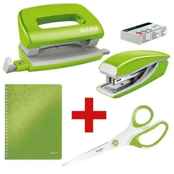Leitz Starter-Set »WOW - Arbeitsplatzausstattung« (Locher, Heftgerät mit Heftklammern, grün