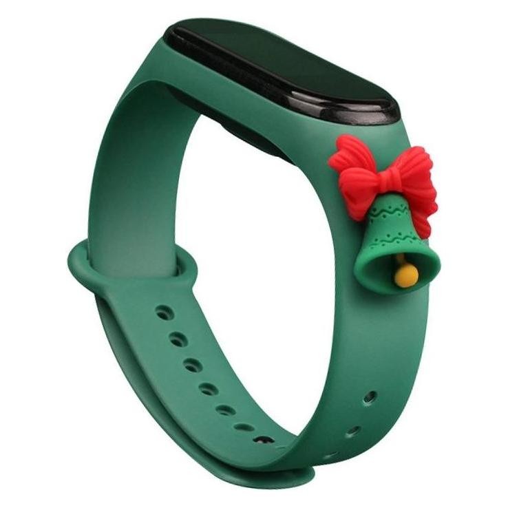 Hurtel Strap Xmas Armband für Xiaomi Mi Band 4 / Mi Band 3 Christmas Silicone Strap Armband Dunkelgrün (Glo (Kunststoff, Silikon) (1404978613)