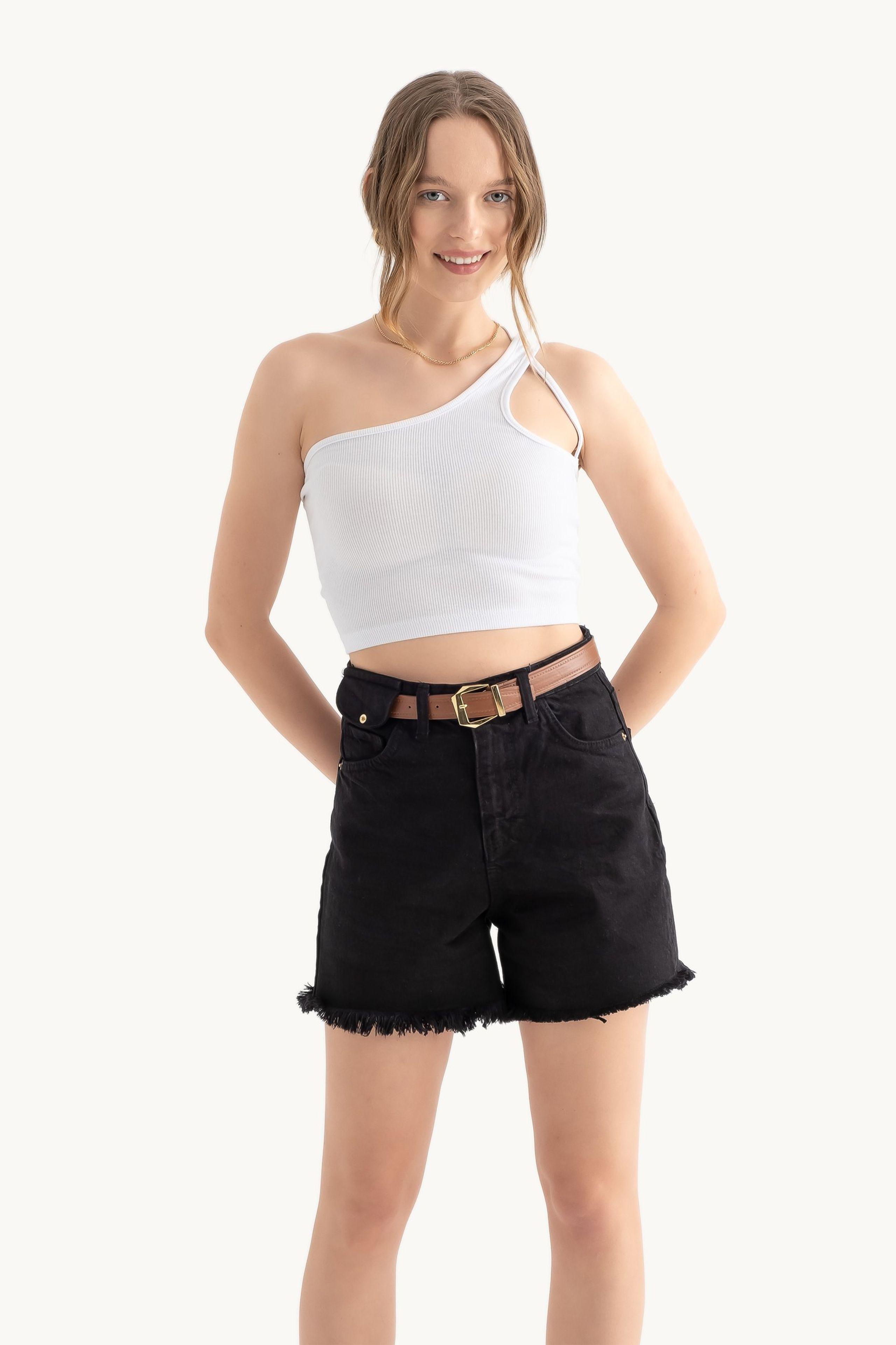 Einseitiges ärmelloses Basic Cropped Top