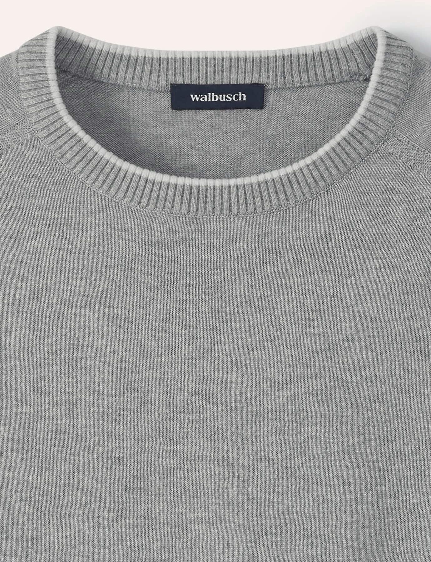 Walbusch Premium Pullover, normale Größen, Farbe Grau, 56, edle Seide kostbares Cashmere Herren