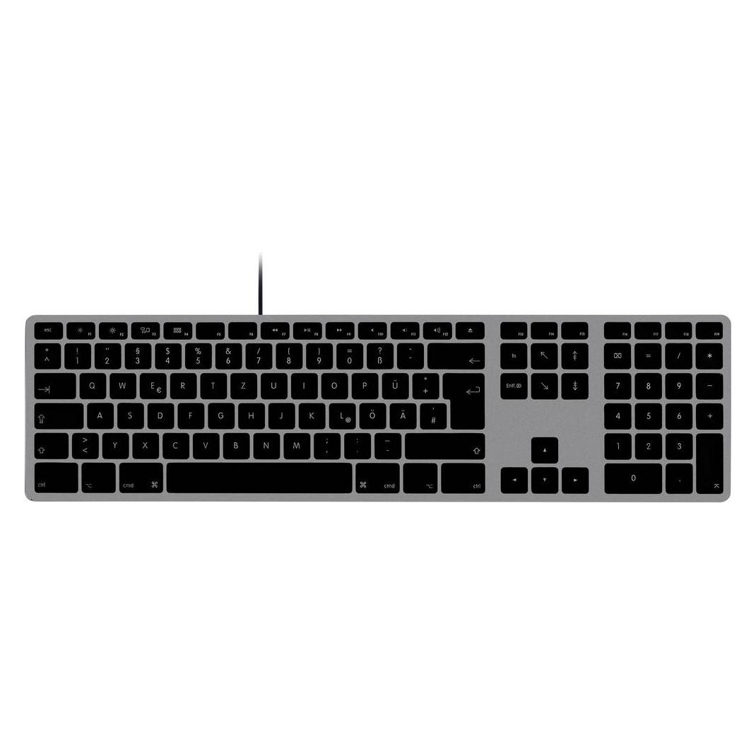 Matias FK318CB-DE Aluminum Wired Keyboard for Mac USB Tastatur Deutsch, QWERTZ (DE, Kabelgebunden) (FK318CB-DE)