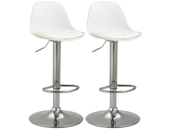 Homcom Barhocker 2er-Set mit modernem Design bis 120 kg(Ein Stuhl) Barstühle Weiß, Kunststoff, 42x104x41 cm, Esszimmer, Barmöbel, Barhocker