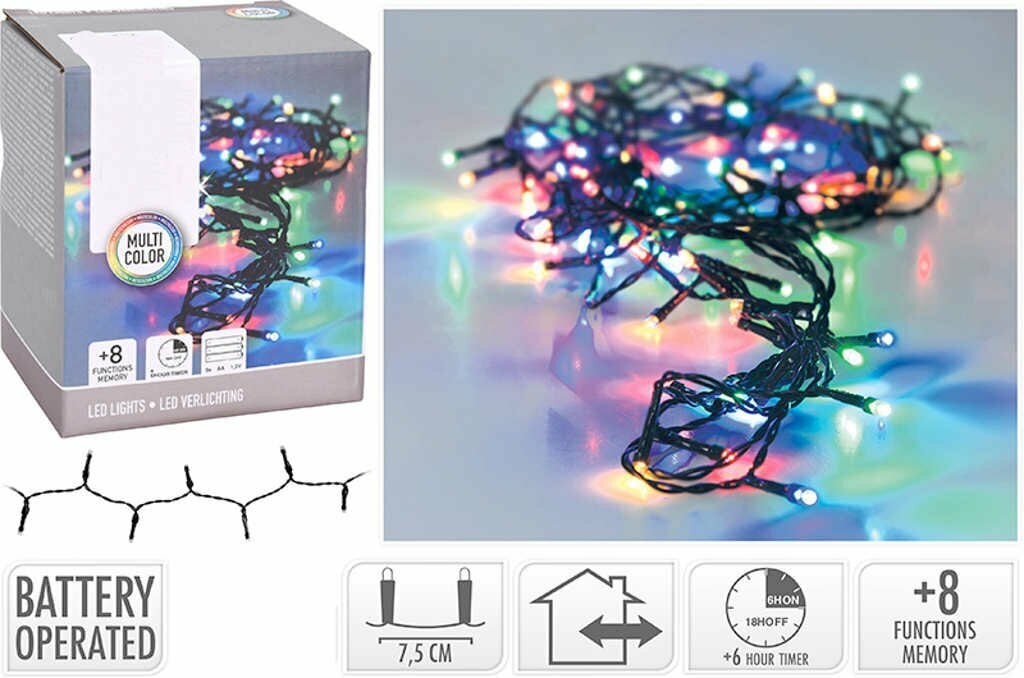 Koopman Led kerstverlichting met 96 multi color lampjes op batterijen