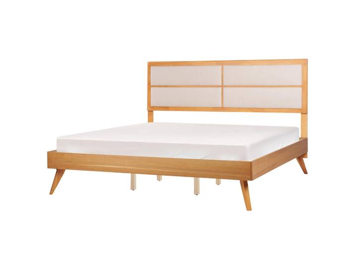 Beliani Bett mit Lattenrost 180x200 cm Heller Holzfarbton Poissy, Hellbraun, 180x200 cm, Schlafzimmer, Betten