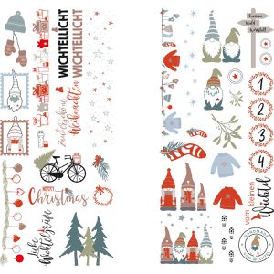 Rayher Transferpapier Nordic Winter, Wasserschiebefolie, farbig, 2 Blatt