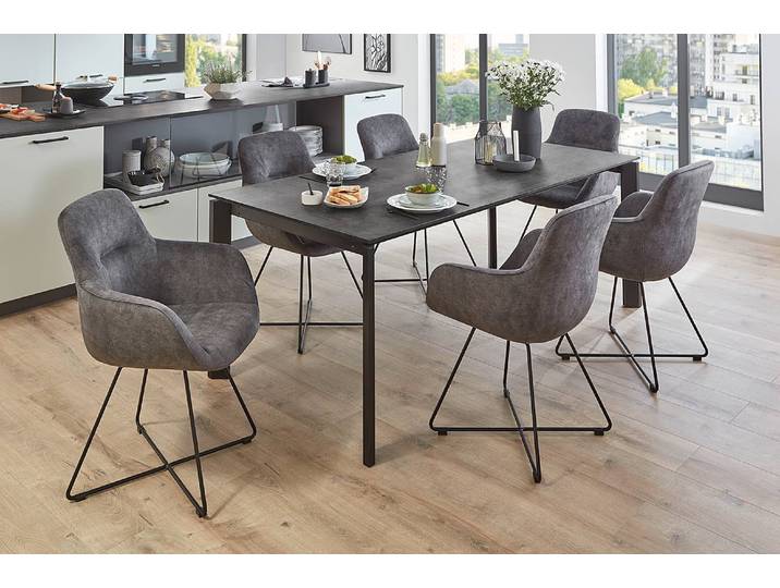 Esstisch 160cm ohne Funktion Schwarz/Beton Dunkel Dekor