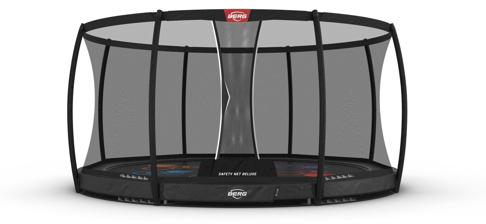 BERG Trampolin Rund 430 cm Elite InGround Grau Levels + Safety Net DLX XL