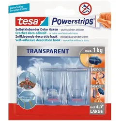tesa Powerstrips »Transparent Deko-Haken« 58813 bis 1 kg transparent