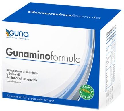 GUNA SpA Gunamino Formula 42 Bustine da 6,5g - Integratore di Aminoacidi Essenziali per Assorbimento Ottimale
