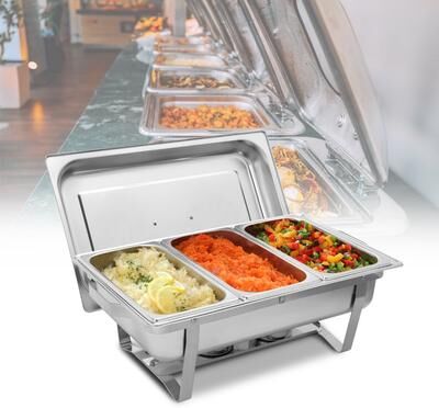 ZOKOP 8QT Triple Server Food Warmer Buffet Trays Stove Chafing Dish