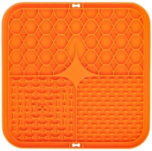 Uplift Essentials Silicone Lick Mat Industrial Strength Suction Distraction Feeder & Slow Food Plate For Dogs & Cats orange