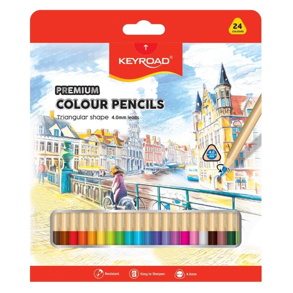 Keyroad Kredki ołówkowe, trójkątne, 4mm, 24 szt., mix kolorów (24x) (58163681)