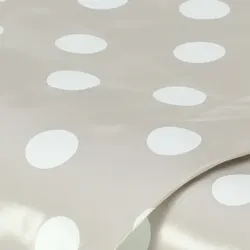 Abwaschbare Tischwäsche/Wachstuch "Tupfen", helltaupe/weiß