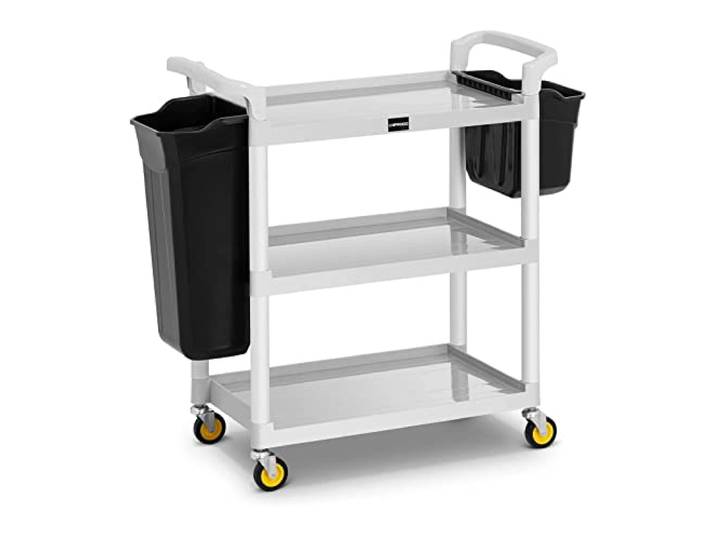 Uniprodo UNICLEAN 150 Servicewagen 2 Behälter 3 Borde Tragkraft 150 kg Aluminium/Kunststoff