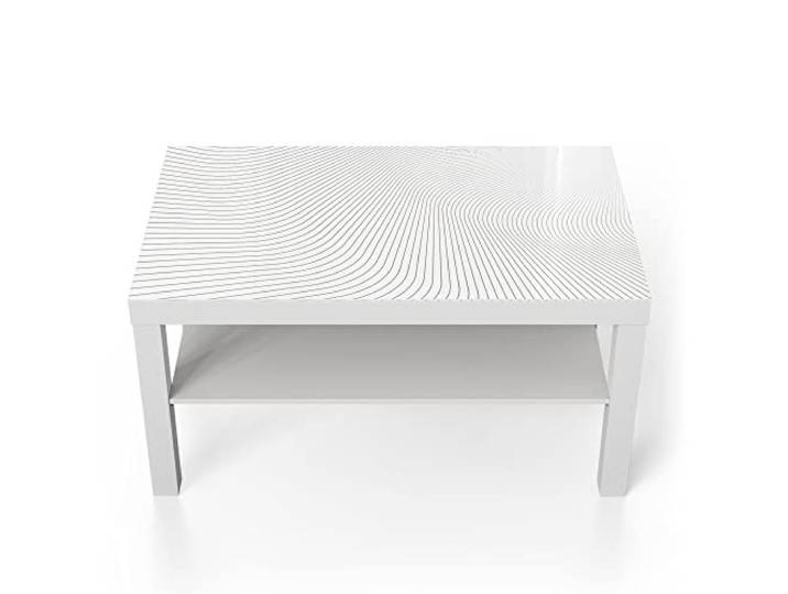 DEQORI Glastisch weiß groß 90x50 cm Motiv Fließendes Streifenmuster ausgefallener Beistelltisch aus Glas Hochglanz Couchtisch fürs Wohnzimmer moderner Couch Tisch mit Design