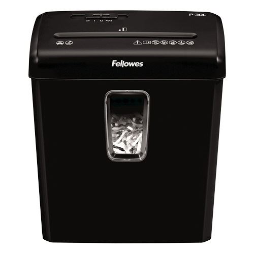 Fellowes Powershred P-30C Aktenvernichter mit Partikelschnitt P-4, 4 x 34 mm, bis 6 Blatt, schwarz