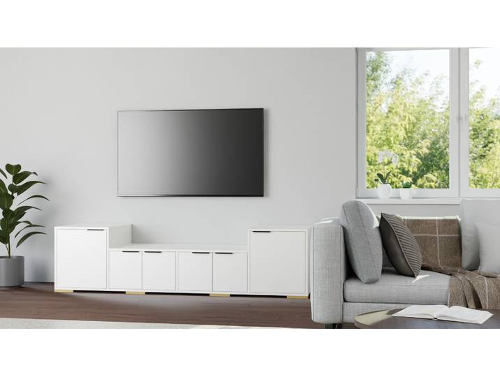 Asymmetrisches Sideboard nach Maß Premium Dekore Alpin­weiß