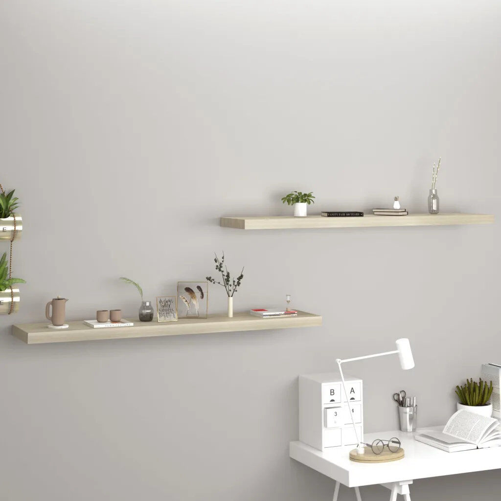 17 Stories Arson 2 Piece Floating Shelf Oak 3.8cm H x 23.5cm W x 90cm D