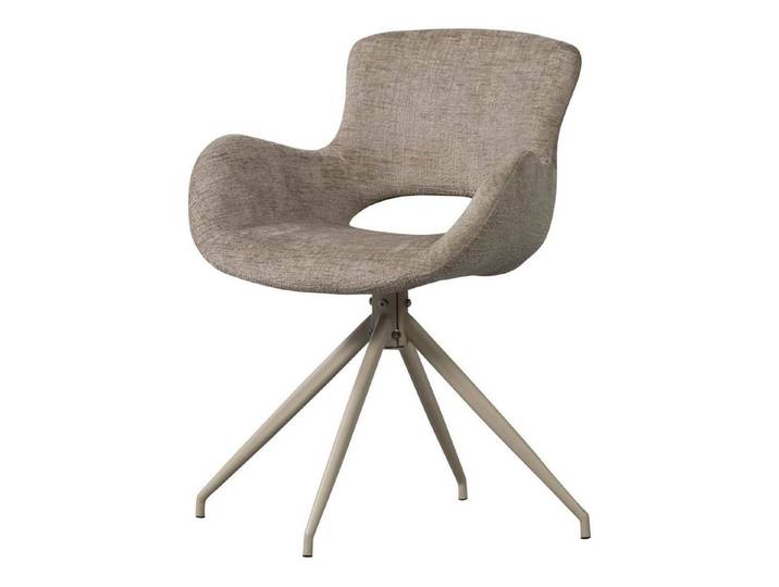 WOOOD Stuhl Eliva 2er-Set grober Samt in Sand – drehbar mit Metallgestell, Drehbar, Weicher und bequemer Stoff