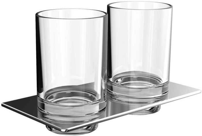 Emco Art Doppelglashalter 162500100 chrom, Kristallglas klar