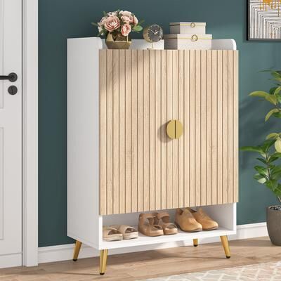 Lee Shoe Cabinet with Doors, 7-Tier Shoe Storage Cabinet for Entryway