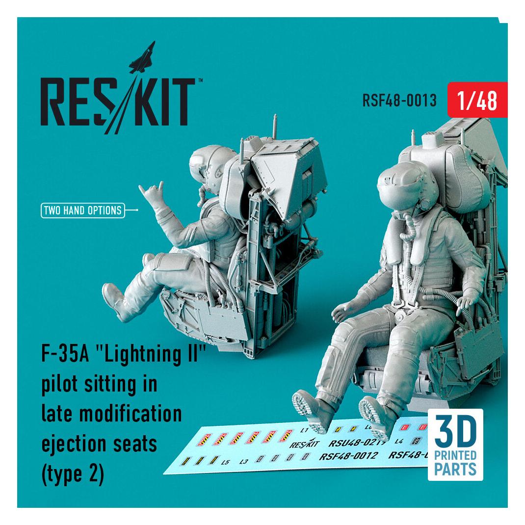 ResKit F-35A Lightning II pilot sitting in late modification ejection seats (type 2) (3D Printed) (RSF48-0013)