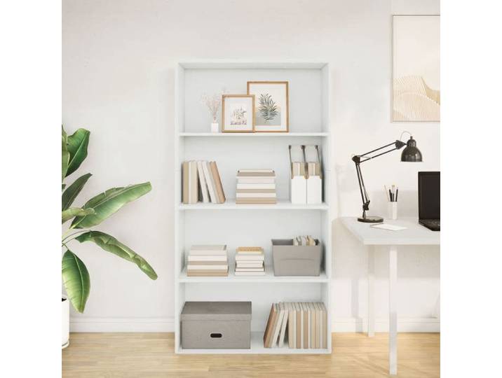 (SOLDES DEC)Bibliothèque - - Meuble Étagère - support livres - blanc 80x30x152 cm bois d'ingénierie 01_6406476